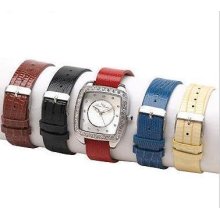 Lucien Picard Crystal Bezel Set Watch with 5 Interchangeable Leather straps,case