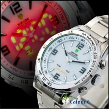 Luxurious Men Fashion Led Digital Wrist Watch Sport Quzrtz Stainless Steel F