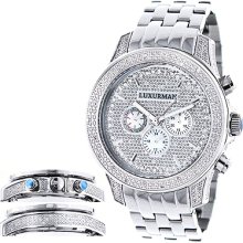 Luxurman Mens Watches Designer Diamond Watch 0.50ct