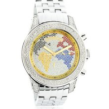 Luxurman World Map Mens Diamond Watch 0.50ct Limited