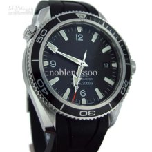 Luxury Automatic Mens Planet Ocean Black Dial Men's Watch Rubber Str