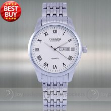 Luxury Fashion Sport Mens Stainless Steel Wrist Watch Calendar Quartz Analog