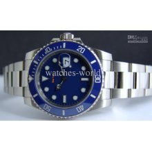 Luxury Lls Automatic Men Watch 18kt White Gold Blue Submariner Blue