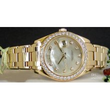 Luxury Men's 18kt Gold Mop Diamond Masterpiece Sant Blanc Automatic