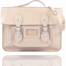 Lydc Designer Cream Womens Mens Satchel Faux Leather School Bag Laptop Bag