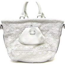 Lydc London Signature White Crochet Ladies Fashion Satchel Purse/handbag