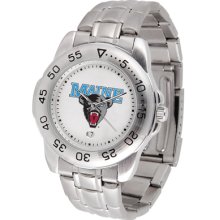 Maine Black Bears Logo- Mens Sport Steel Watch