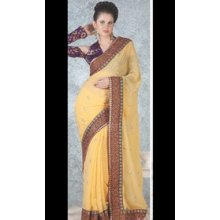 Majesty Gold Color Embroidered Saree