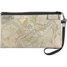 Map of St. Petersburg, Russia created in 1737 Wristlet Clutch