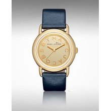 Marc Jacobs Ladies Mbm1221 Goldtone With Leather Watch, In Box,