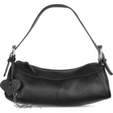 Maschera Designer Handbags, Black Pebble Soft Calf Leather Hobo Bag