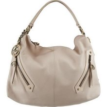 Maxx New York Nappa Leather Large Hobo with Glazed Trim and Removable Strap - Oatmeal - One Size