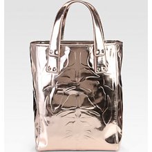 McQ Alexander McQueen Kingsland Metallic Leather Tote - Rose Gold