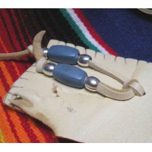 MEDICINE BAG Leather - Blue Stone Beads - sterling silver beads mb16 by Southwest Dreaming