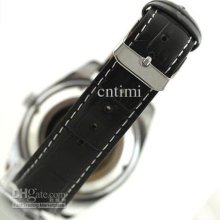 Men Automatic Watches Black Seed Crystals Black Leather