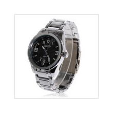 mens Curren 8 arabic numerals stainless steel chrome watch w/ black face dress