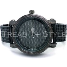 Mens Genuine .12ct Diamond Black Gold Fin Crystal Watch Jojo Joe Rodeo Jojino 2