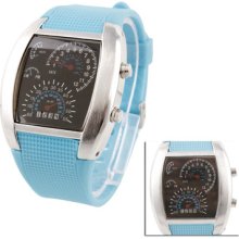 Men's Led Pilot Watch Car Dashboard Design With Blue Backlight Plastic Band