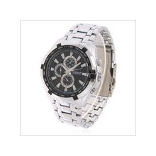 mens new Curren stainless steel quartz watch black & silvertone w/chrome