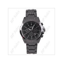 mens new Curren stainless steel quartz watch w/black face black finish & date