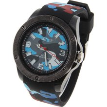 mens new Miler black & camoflauge quartz watch black w/silicone comfort band