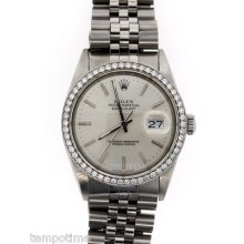 Mens Rolex Datejust Watch Stainless Steel Diamond Date 1ct Bezel With Papers