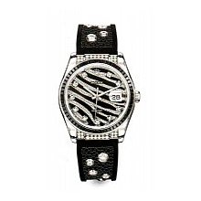 Men's Rolex Datejust White Gold Zebra/Diamond & Black Sapphire Dial