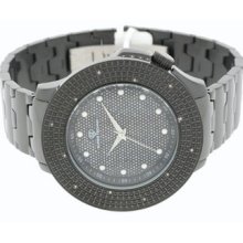 Mens Super Techno Diamond Big Face Black On Black Watch