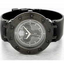 Mens Techno Link 0.15ct Real Genuine Diamond Watch Jojo Aqua Master Style Black