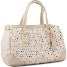 Miadora 'Connie' Cream Laser-cut Satchel