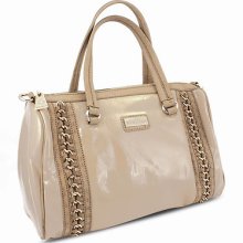 Miadora 'Melinda' Beige Patent Satchel (Beige)