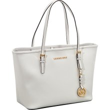 MICHAEL Michael Kors Jet Set Travel SM Travel Tote - Saffiano Optic White - MICHAEL Michael Kors Designer Handbags