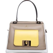 Milli Millu Vienna White/Stone/Yellow Leather Handbag