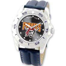 MLB Watches - Men's Pittsburgh Pirates Stainless Steel Major League Baseball Watch and Leather Strap