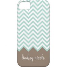 Mocha & Mint Modern Chevron Custom Monogram Iphone 5 Cases