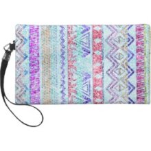 Mod Glitter Teal Aztec Diamond Geometric Pattern Wristlet