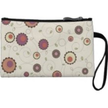 Mod Retro Swirly Floral Circles Wristlets