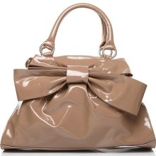 Moda In Pelle Natural Patent Bow Bag