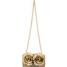 Moddeals Quilted Rosette Chain Strap Bag Handbags Beige