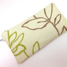 Modern Clutch Purse - Green and Brown Leaves on Cream