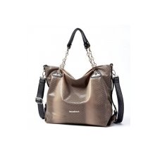 Moonbasa Imitation Serpentine Word Aluminum Chain Shoulder Bag Brown Apricot Gradient