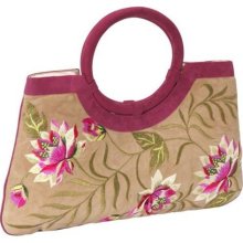 Moyna Handbags Embroidered Suede Bag Tan