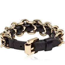 Mulberry Chain Bracelet in Black Soft Saddle Leather