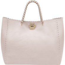 Mulberry Oversized Cecily Tote with Flower in Light Berry Cream Glossy Goat