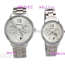 Nary Fashion Stainless Steel Band Couple 3-dial-decor Watch Sports W