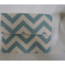 Natural Blue Chevron Clutch