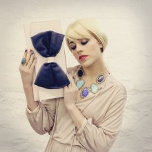 Navy Organza Bow Clutch READY TO SHIP