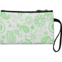 Neon Green Doodle Mini Clutch Wristlet Purses