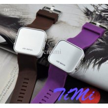 New Jelly Stylish Led Digital Date Brown Sport Watch Silicone Watch