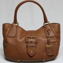 New Prada Textured Leather Vit Daino Sacca 2 Manici Hobo Bag